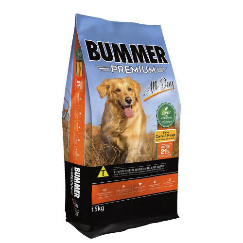 RAÇÃO BUMMER ALL DAY PREMIUM 15 KILOS SABOR CARNE E FRANGO - UNIDADE