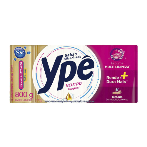 SABÃO EM BARRA YPÊ C/5UN 160GR NEUTRO - CX COM 12 PC