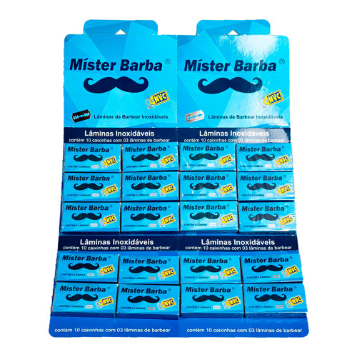 LÂMINA DE BARBEAR MÍSTER BARBA 1X3UN CRT - CARTELA COM 20 UN