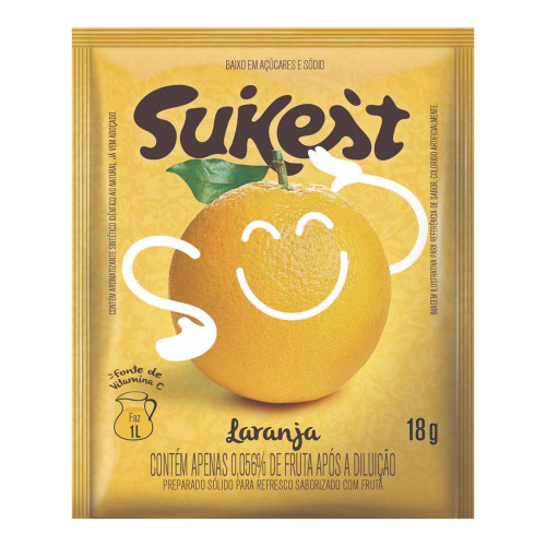 REFRESCO EM PÓ SUKEST 18GR LARANJA - DP COM 15 UN