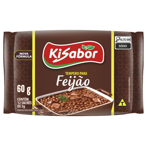 TEMPERO KISABOR 5X12GR FEIJÃO - CX COM 30 UN