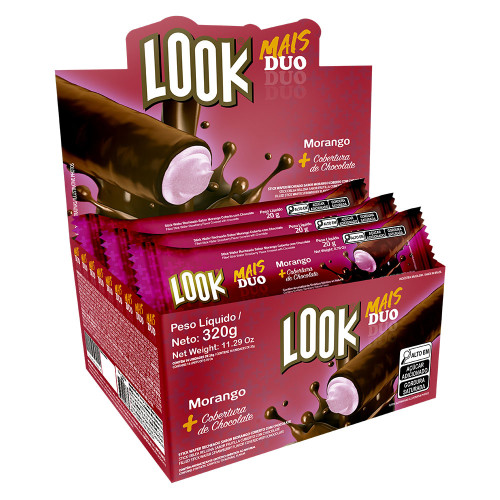 CHOCOLATE LOOK MAIS DUO ITAMARATY 20GR MORANGO - DP COM 16 UN
