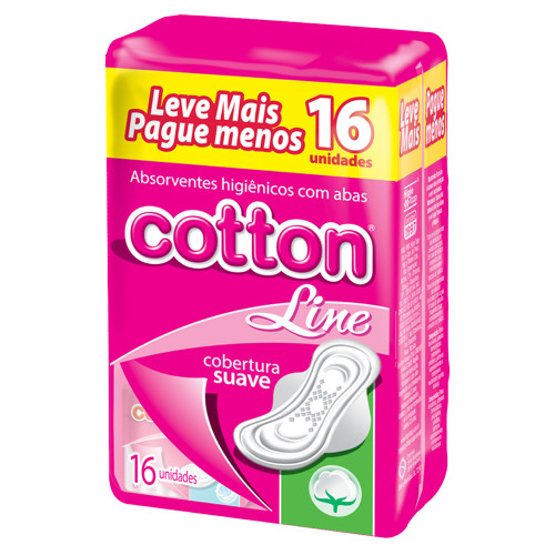 ABSORVENTE COTTON LINE C/ 16UN SUAVE COM ABAS - CX COM 30 UN