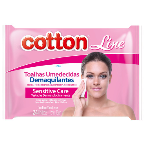 TOALHA UMEDECIDA DEMAQUILANTE COTTON LINE C/ 24UN - CX COM 36 UN