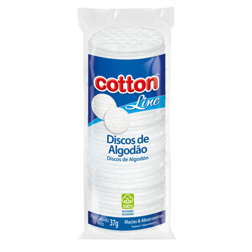 DISCOS DE ALGODÃO COTTON LINE 37GR - CX COM 48 UN