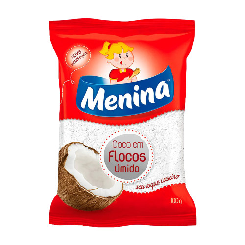 FLOCOS DE COCO ÚMIDO MENINA 100GR  ADOCADO - CX COM 24 UN