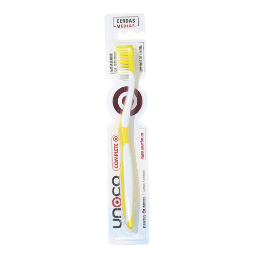 ESCOVA DENTAL ADULTA UNOCO CERDAS MÉDIAS COMPLETE - PC COM 12 UN