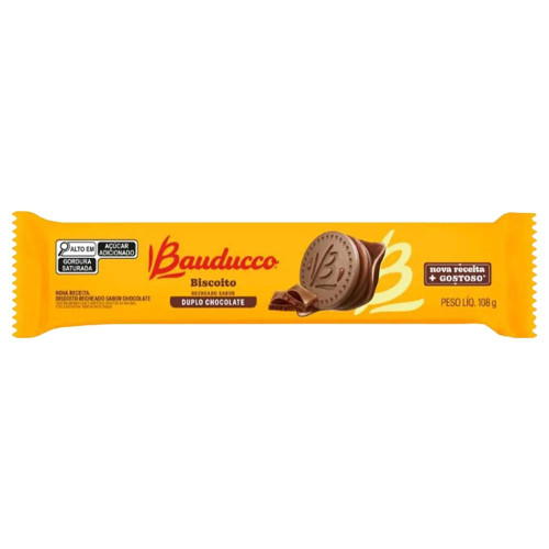 BISCOITO RECHEADO BAUDUCCO 108GR DUPLO CHOCOLATE - CX COM 48 UN