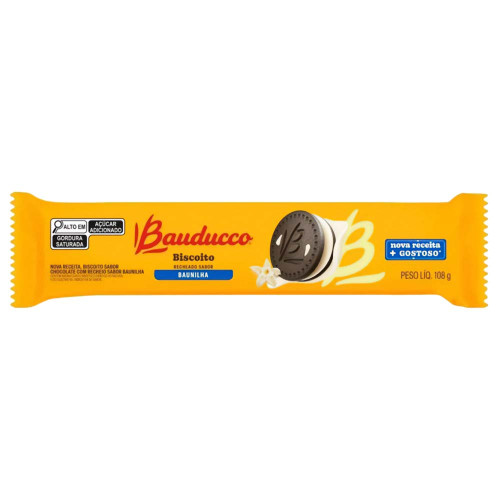 BISCOITO RECHEADO BAUDUCCO 108GR BAUNILHA - CX COM 48 UN