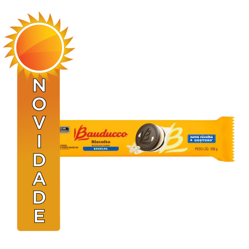 BISCOITO RECHEADO BAUDUCCO 108GR BAUNILHA - CX COM 48 UN