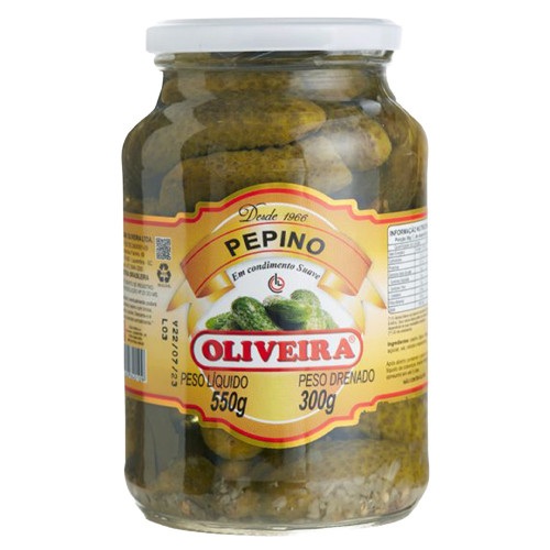 PEPINO EM CONSERVA VIDRO OLIVEIRA 300GR - CX COM 6 UN