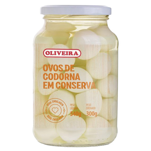 OVOS DE CODORNA EM CONSERVA VIDRO OLIVEIRA 300GR - CX COM 6 UN