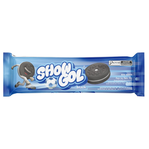 BISCOITO RECHEADO SHOW GOL CORY 76GR BLACK BAUNILHA - CX COM 36 UN