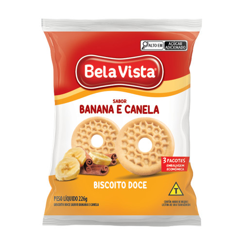 BISCOITO BELA VISTA 226GR BANANA E CANELA - CX COM 20 PC