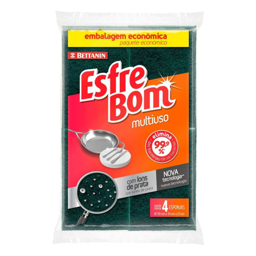 ESPONJA P/ LOUÇAS ESFREBOM BETTANIN C/4UN MULTIUSO - UNIDADE