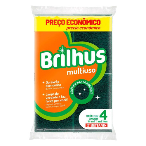 ESPONJA P/ LOUÇA BRILHUS BETTANIN C/4UN MULTIUSO - UNIDADE