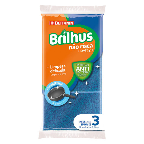 ESPONJA P/ LOUÇA BRILHUS BETTANIN C/3UN NÃO RISCA - UNIDADE