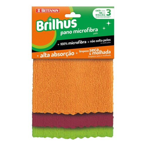 PANO MICROFIBRA BRILHUS BETTANIN C/ 3UN 3 CORES - UNIDADE