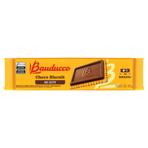BISCOITO CHOCO BISCUIT BAUDUCCO 80GR AO LEITE - CX COM 24 UN