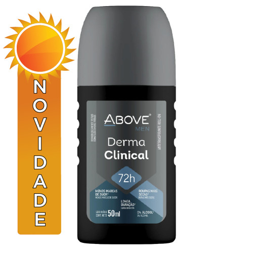 DESODORANTE ROLL-ON ABOVE 72H 50ML DERMA CLINICAL MEN - CX COM 12 UN