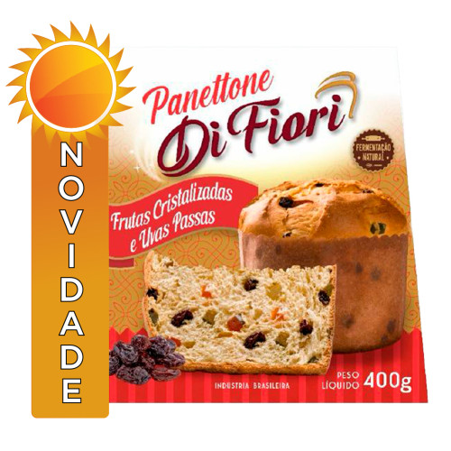 PANETTONE DI FIORI 400GR FRUTAS CRISTALIZADAS E UVAS PASSAS - UNIDADE