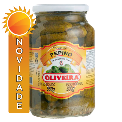 PEPINO EM CONSERVA VIDRO OLIVEIRA 300GR - CX COM 6 UN