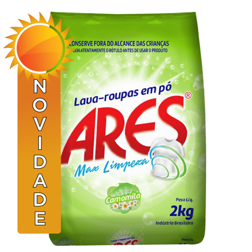 LAVA ROUPAS EM PÓ ARES 2 KILOS CAMOMILA - CX COM 5 UN