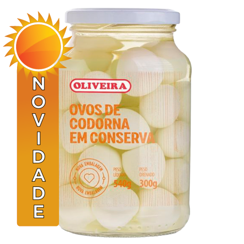 OVOS DE CODORNA EM CONSERVA VIDRO OLIVEIRA 300GR - CX COM 6 UN