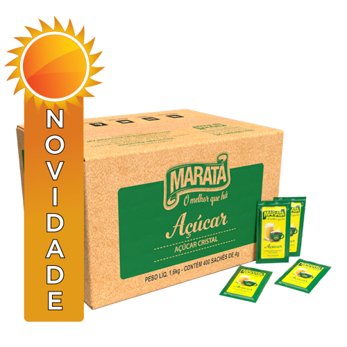 AÇÚCAR CRISTAL BRANCO MARATÁ 4GR SACHÊ - CX COM 400 SC