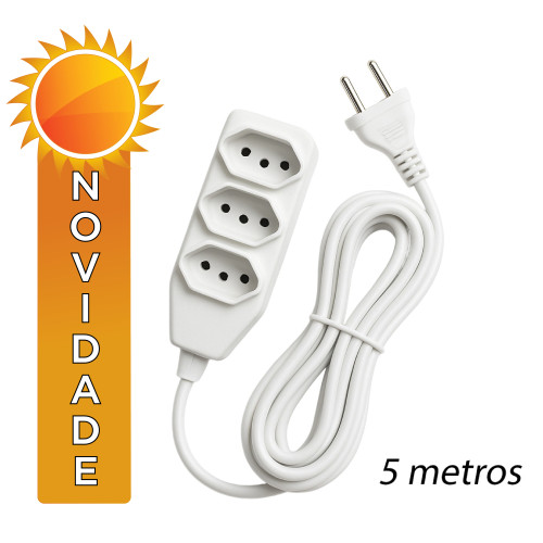 EXTENSÃO MÚLTIPLA 2P+T 10A IBÉRICA 5 METROS - UNIDADE