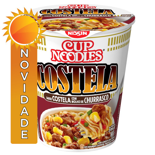 MACARRÃO INSTANTÂNEO NISSIN CUP NOODLES 68GR COSTELA COM MOLHO DE CHURRASCO - CX COM 24 UN
