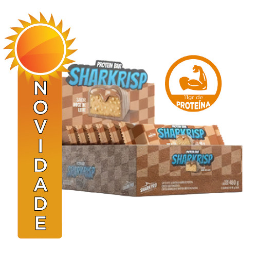 BARRA PROTEICA SHARKRISP SHARK PRO 40GR DOCE DE LEITE - DP COM 12 UN
