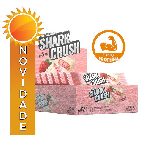 BARRA PROTEICA SHARKCRUSH SHARK PRO 40GR IOGURTE DE MORANGO - DP COM 12 UN