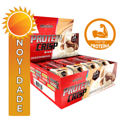 BARRA PROTEIN CRISP INTEGRALMEDICA 45GR LEITE EM PÓ COM CREME DE AVELÃ - DP COM 12 UN