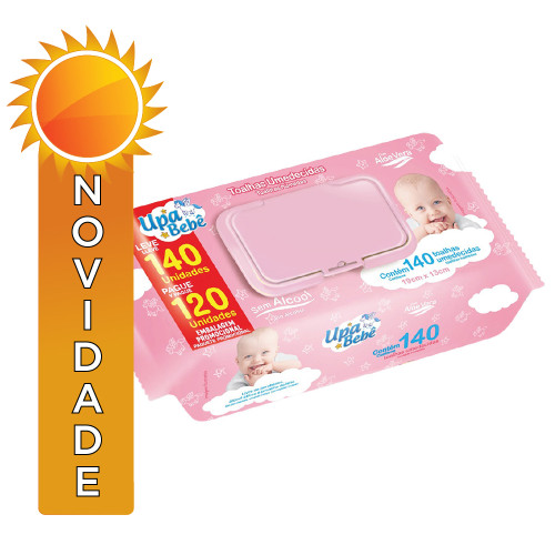 TOALHA UMEDECIDA UPA BEBÊ C/140UN ROSA - CX COM 12 UN