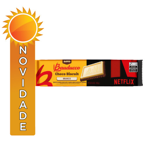 BISCOITO CHOCO BISCUIT BAUDUCCO 80GR BRANCO NETFLIX - CX COM 24 UN