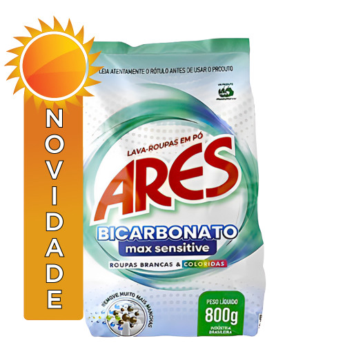 LAVA ROUPAS EM Pó ARES 800GR BICARBONATO - FD COM 10 UN