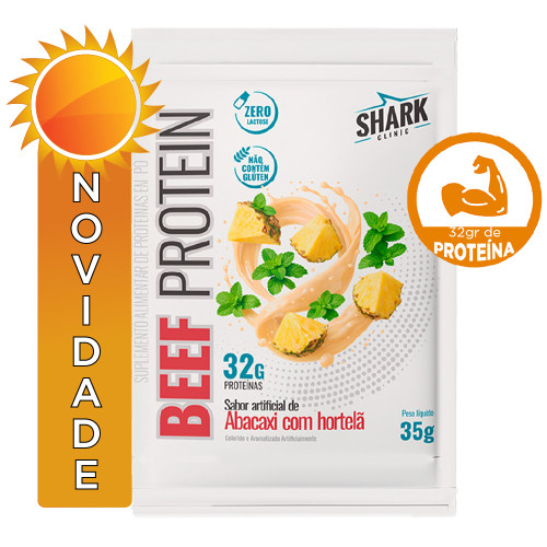 WHEY BEEF PROTEIN SHARK PRO SACHÊ 35GR ABACAXI COM HORTELÃ - DP COM 10 UN