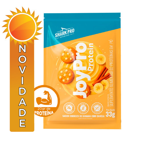WHEY PROTEIN JOYPRO SHARK PRO SACHÊ 33GR COOKIES DE BANANA COM CANELA - DP COM 10 UN