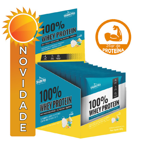 WHEY PROTEIN 100% SHARK PRO SACHÊ 40GR LEITINHO - DP COM 10 UN