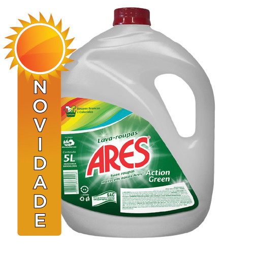 LAVA ROUPAS LÍQUIDO ARES 5 LITROS GREEN - CX COM 4 UN