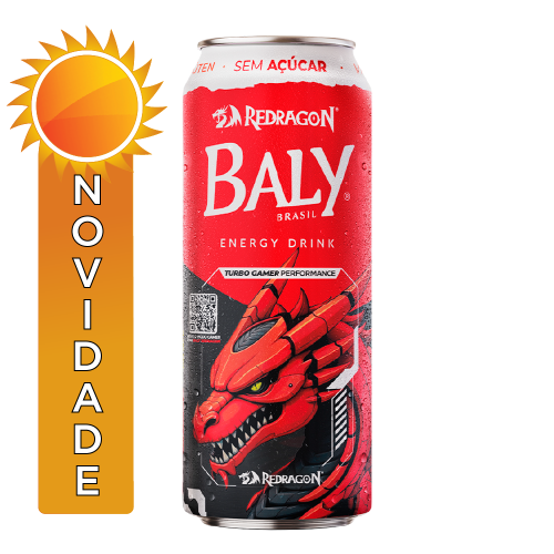 ENERGÉTICO BALY SEM AÇÚCAR 473ML GAMER REDRAGON MORANGO E PÊSSEGO - FD COM 6 UN