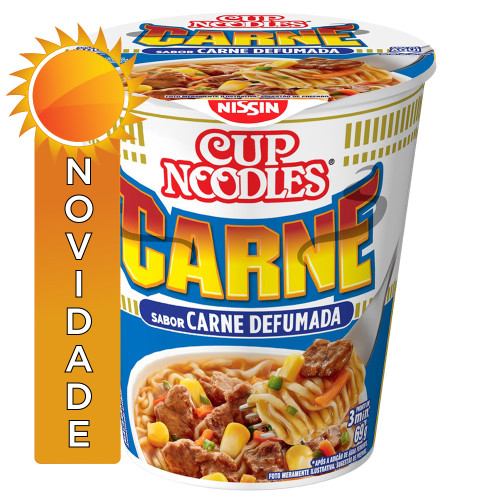 MACARRÃO INSTANTÂNEO NISSIN CUP NOODLES 69GR CARNE DEFUMADA - CX COM 24 UN