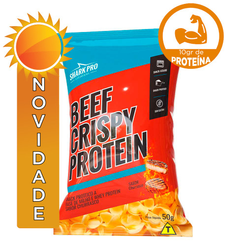 SALGADINHO CRISPY PROTEIN SHARK PRO 50GR CHURRASCO - CX COM 10 UN