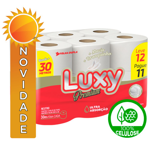 PAPEL HIGIÊNICO LUXY PREMIUM NEUTRO 12X30MT FOLHA DUPLA - FD COM 6 PC