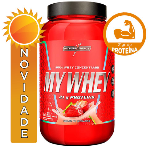 MY WHEY SHAKE INTEGRALMEDICA POTE 900GR MORANGO - UNIDADE