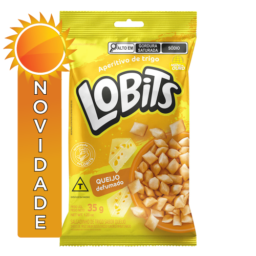 SALGADINHO DE TRIGO LOBITS 35GR QUEIJO DEFUMADO - CX COM 20 UN