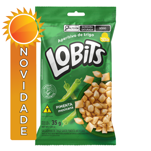 SALGADINHO DE TRIGO LOBITS 35GR PIMENTA MEXICANA - CX COM 20 UN