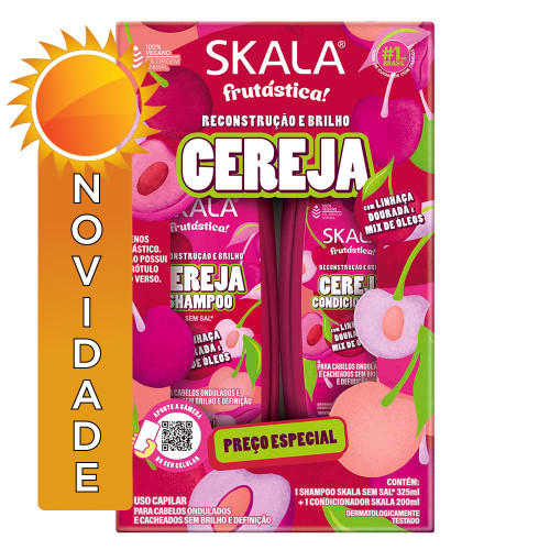 KIT SKALA SHAMPOO 325ML/ CONDICIONADOR 200ML CEREJA - CX COM 3 UN