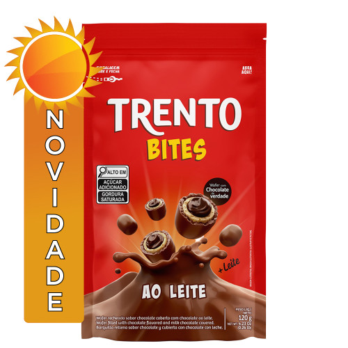 CHOCOLATE TRENTO PECCIN BITES POUCH 120GR AO LEITE - CX COM 20 SC